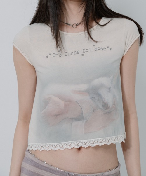 SCULPTOR tシャツ Lace Crop Baby Tee レディース メンズ