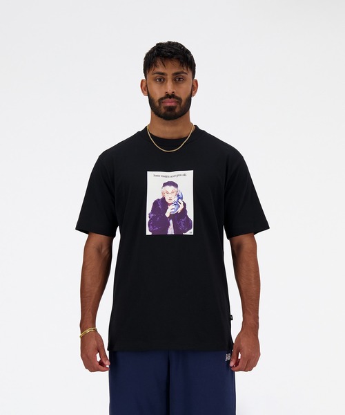 「New Balance」 半袖Tシャツ MEDIUM ブラック メンズ