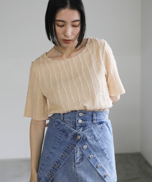 「select MOCA」 半袖カットソー MEDIUM ベージュ レディース
