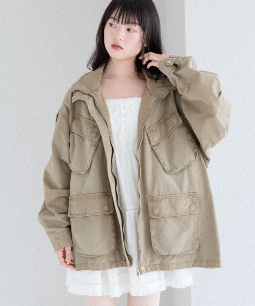 Heather（ヘザー） ブルゾン アウター カーゴポケットミドルブルゾン