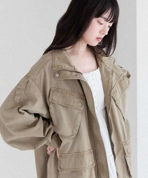 Heather（ヘザー） ブルゾン アウター カーゴポケットミドルブルゾン