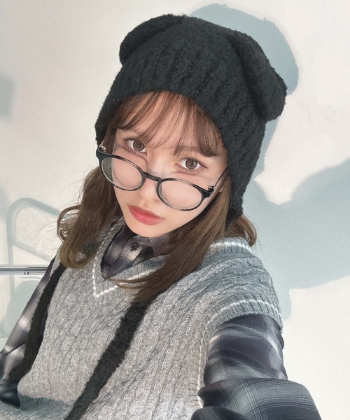 AS KNOW AS（アズノゥアズ） ニット帽 ニットキャップ くま耳