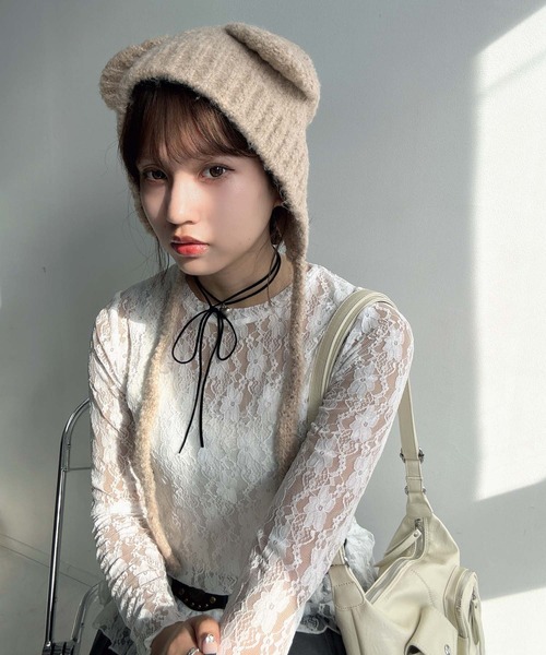 AS KNOW AS（アズノゥアズ） ニット帽 ニットキャップ くま耳