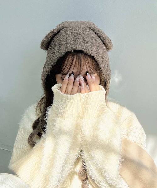 AS KNOW AS（アズノゥアズ） ニット帽 ニットキャップ くま耳