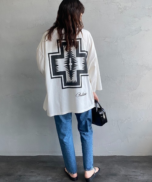 「PENDLETON」 7分袖カットソー M ホワイト レディース
