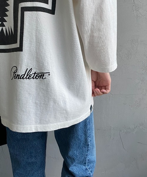 「PENDLETON」 7分袖カットソー M ホワイト レディース