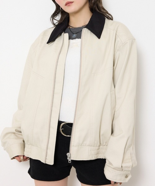 【新品】ヴィトゥエルヴ　レディース　ジップアップブルゾン　白　Sサイズ THROW by SLY ブルゾン アウター 「2025AW」THROW COTTON