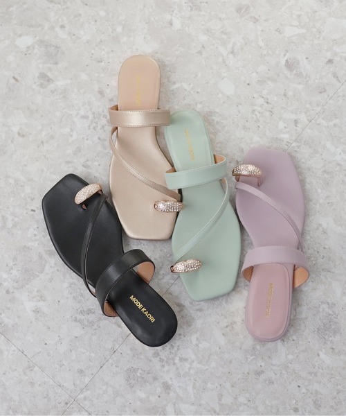 「MODE KAORI」 フラットサンダル L ブラック レディースの画像4