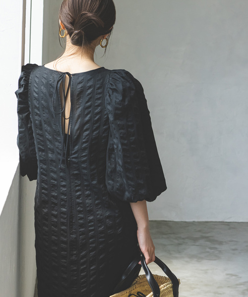 「NOBLE」 半袖ワンピース FREE ブラック レディース_画像3