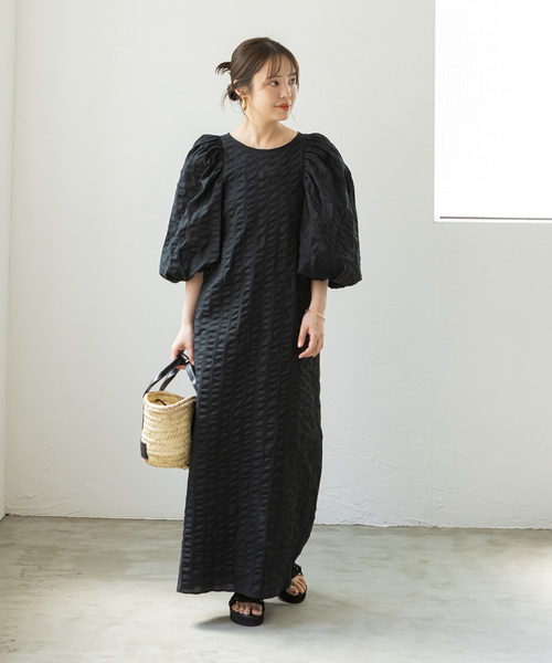 「NOBLE」 半袖ワンピース FREE ブラック レディース_画像4