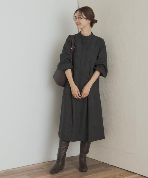 新品タグ付◆ DOORS 『UR TECH』チェック柄バルーンスリーブワンピース URBAN RESEARCH DOORS（アーバンリサーチドアーズ） ワンピース 「UR