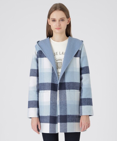 BLUE LABEL クレストブリッジ ダブルボタン ウールコート チェック柄 BLUE LABEL CRESTBRIDGE（ブルーレーベルクレストブリッジ） コート