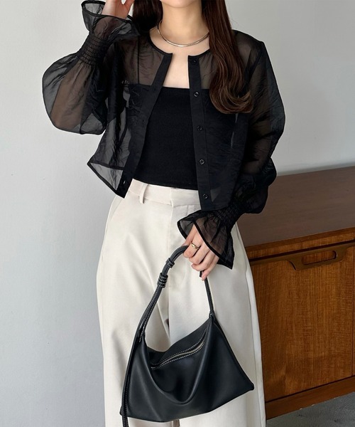 「callautia」 長袖ブラウス SMALL ブラック レディース_画像9