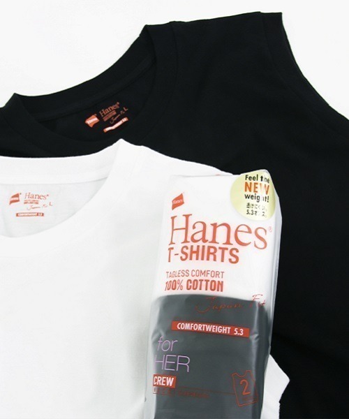 「HANES」 ノースリーブトップス L ホワイト×ブラック レディース_画像3