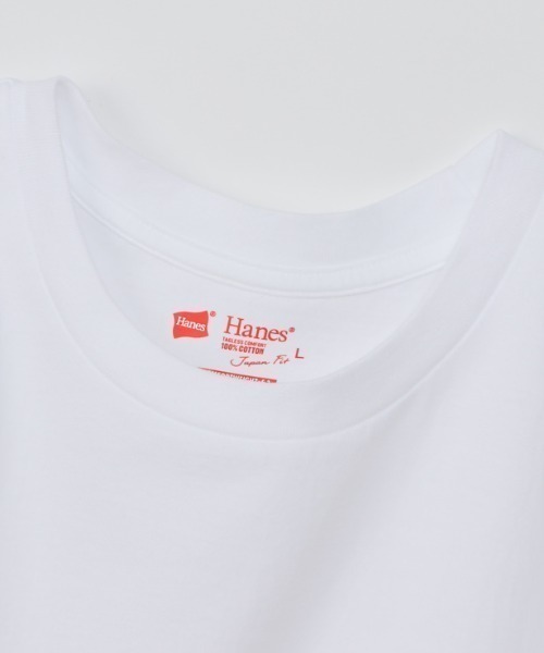 「HANES」 ノースリーブトップス L ホワイト×ブラック レディース_画像5