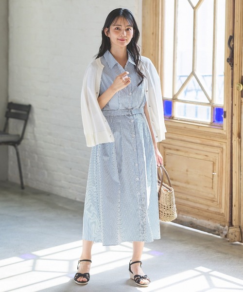 「Honeys」 「GLACIER」シャツワンピース L モカ レディース_画像7