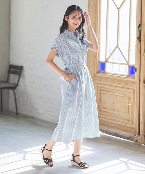 「Honeys」 「GLACIER」シャツワンピース L モカ レディース_画像8