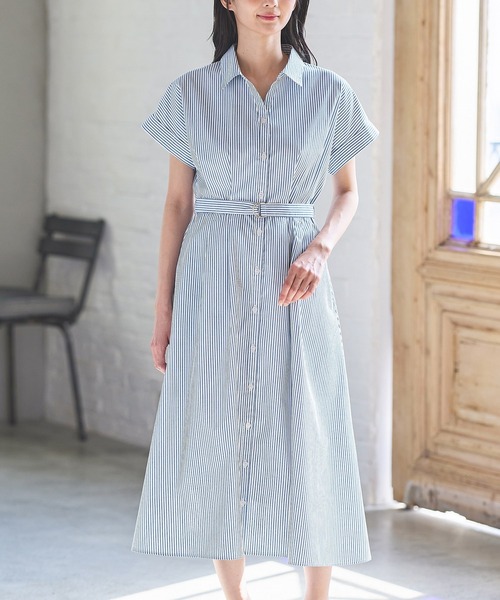 「Honeys」 「GLACIER」シャツワンピース L モカ レディース_画像9