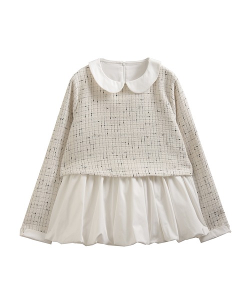 Fit more（フィットモア） 襟付きツイードペプラムトップス レディース