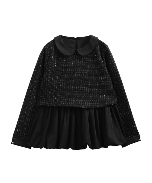 Fit more（フィットモア） 襟付きツイードペプラムトップス レディース