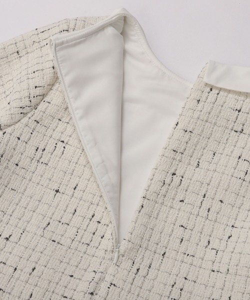 Fit more（フィットモア） 襟付きツイードペプラムトップス レディース