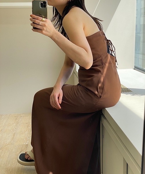 「MIESROHE」 キャミソールワンピース FREE ブラック レディース_画像4