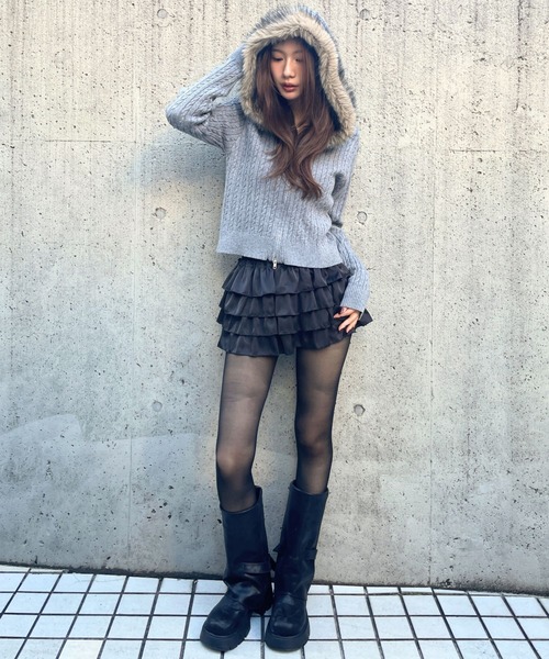 3.3 FIELD TRIP ニット セーター 3.3 Field Trip／ファーフードダブル
