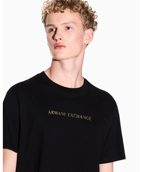 tシャツ 「A|X アルマーニ エクスチェンジ」ゴールドロゴ 半袖クルーネックTシャツ/REGULAR メンズの画像