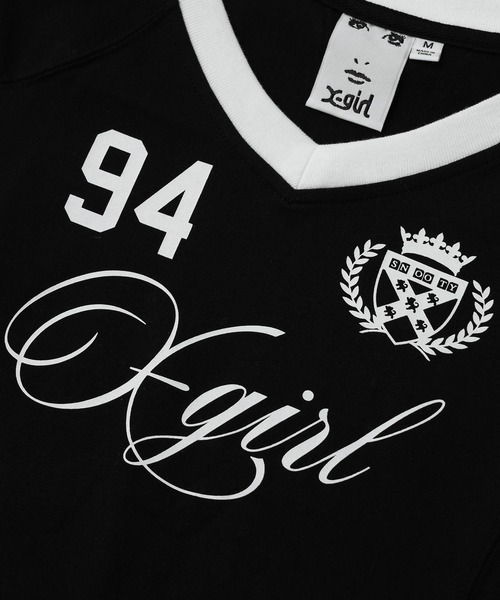 X-girl（エックスガール） tシャツ 半袖 STUDDED NUMBER S/S BABY TEE