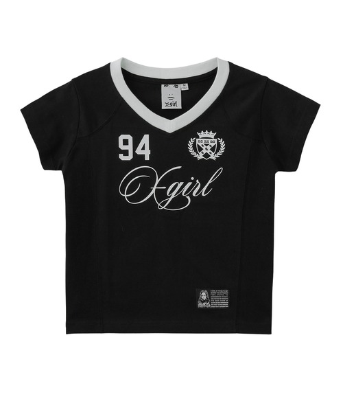 X-girl（エックスガール） tシャツ 半袖 STUDDED NUMBER S/S BABY TEE