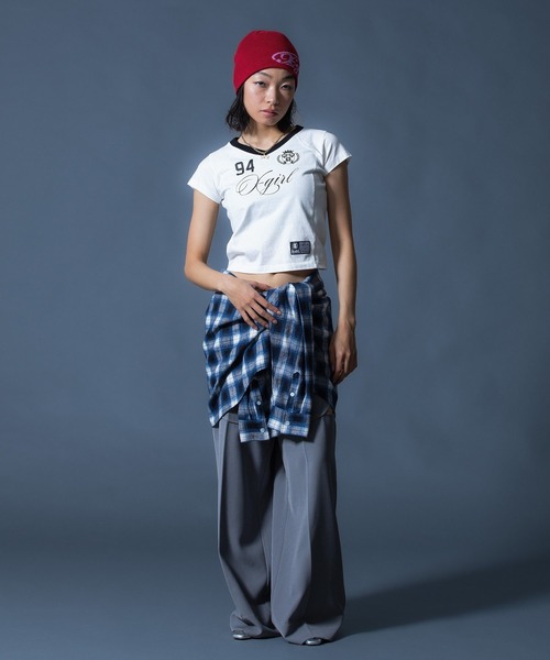 X-girl（エックスガール） tシャツ 半袖 STUDDED NUMBER S/S BABY TEE