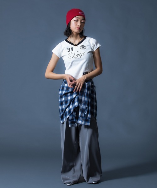 X-girl（エックスガール） tシャツ 半袖 STUDDED NUMBER S/S BABY TEE