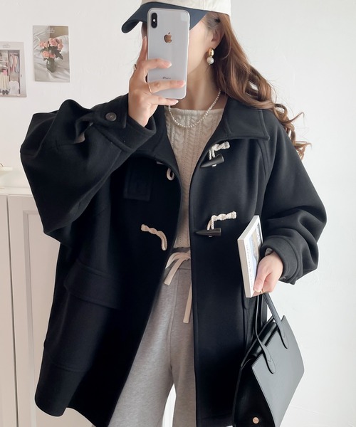 「Java」 ダッフルコート MEDIUM ブラック レディース_画像3