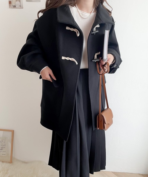 「Java」 ダッフルコート MEDIUM ブラック レディース_画像4