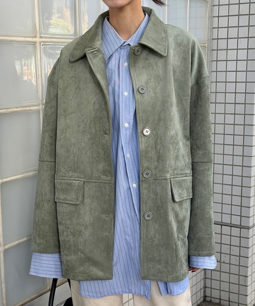 Perushu カバーオール Faux Suede Over Shirt Jacket / フェイク Perushu カバーオール Faux Suede Over Shirt Jacket / フェイク