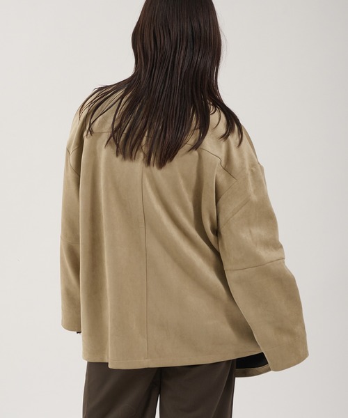 Perushu カバーオール Faux Suede Over Shirt Jacket / フェイク