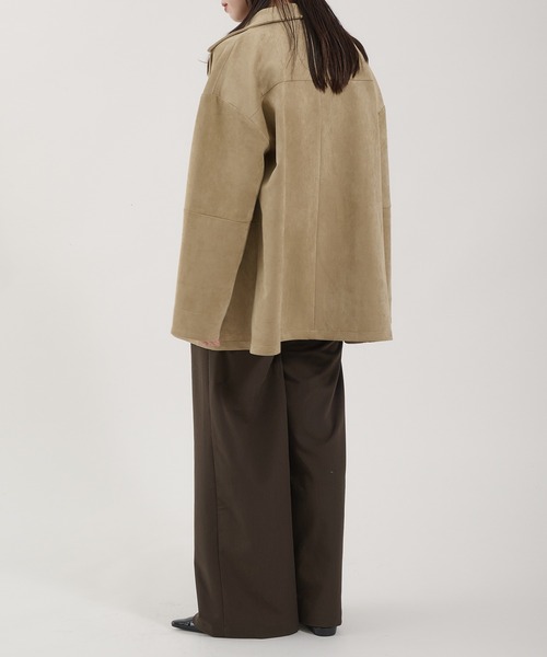 Perushu カバーオール Faux Suede Over Shirt Jacket / フェイク