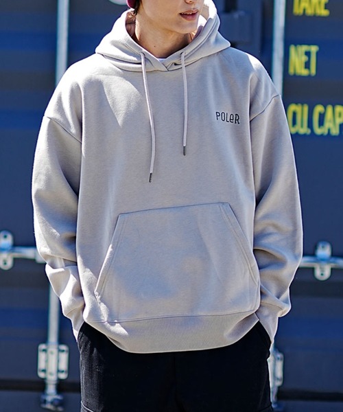 「POLeR」 プルオーバーパーカー L ベージュ×ブラック メンズ_画像3