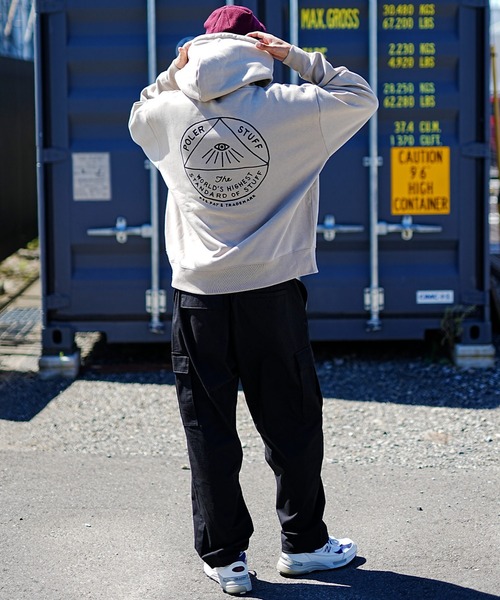 「POLeR」 プルオーバーパーカー L ベージュ×ブラック メンズ_画像7