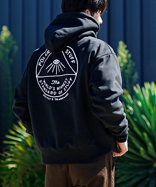 「POLeR」 プルオーバーパーカー L ベージュ×ブラック メンズ_画像9