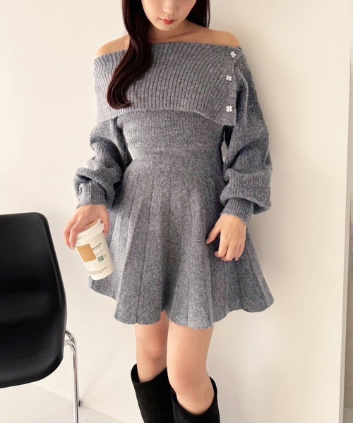 「one after another NICE CLAUP」 ニットワンピース MEDIUM ブラック レディース_画像6