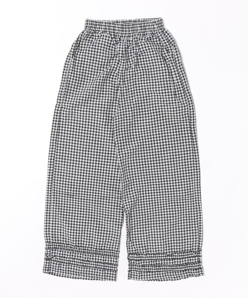 ワイドパンツ パンツ ギンガムチェックフリルワイドパンツ レディース
