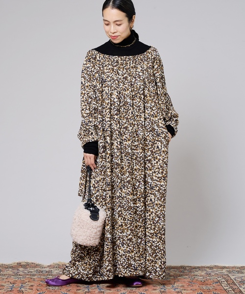 「IENA LA BOUCLE」 7分袖ワンピース FREE ブラウン レディース_画像5