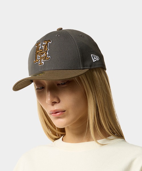 HUF ハフ ×New Era 59FIFTY ニューエラ ロゴ刺繍 ベースボールキャップ 帽子 グレー/イエロー HUF（ハフ） ニューエラ キャップ 帽子 メンズ NEW ERA VARSITY HAT