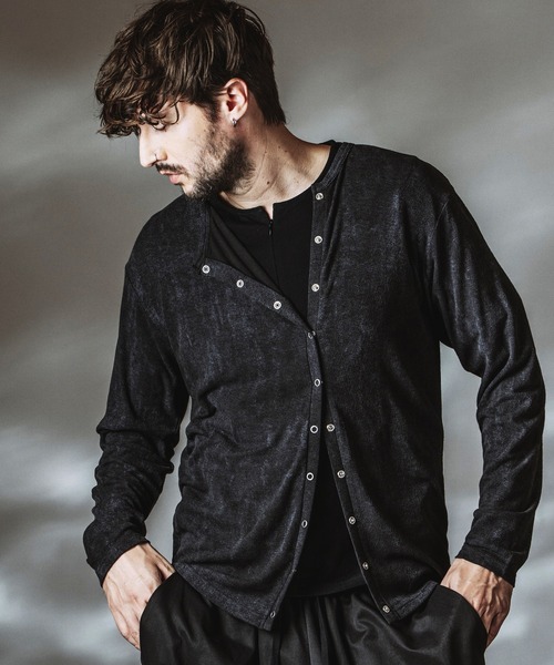 BPN for MEN❤️アシンメトリー カーディガン カットソー モノトーン NO ID.（ノーアイディー） カーディガン 「NO ID.」Asymmetry Crew