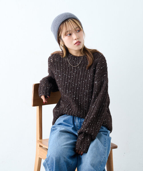 「w closet」 長袖ニット FREE グレー レディース_画像3