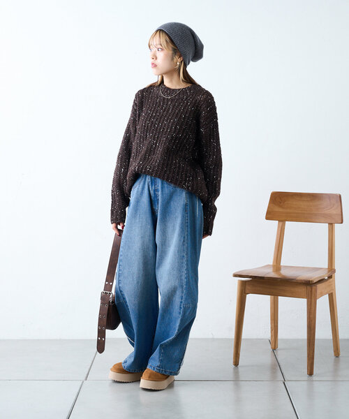 「w closet」 長袖ニット FREE グレー レディース_画像4