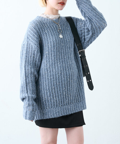 「w closet」 長袖ニット FREE グレー レディース_画像6