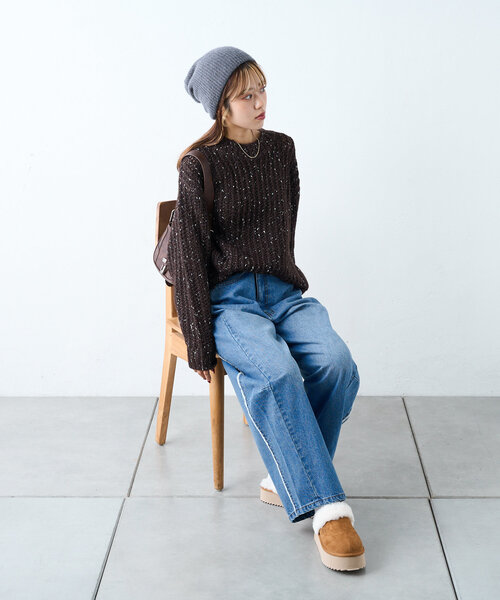 「w closet」 長袖ニット FREE グレー レディース_画像7