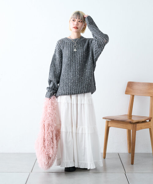 「w closet」 長袖ニット FREE グレー レディース_画像8